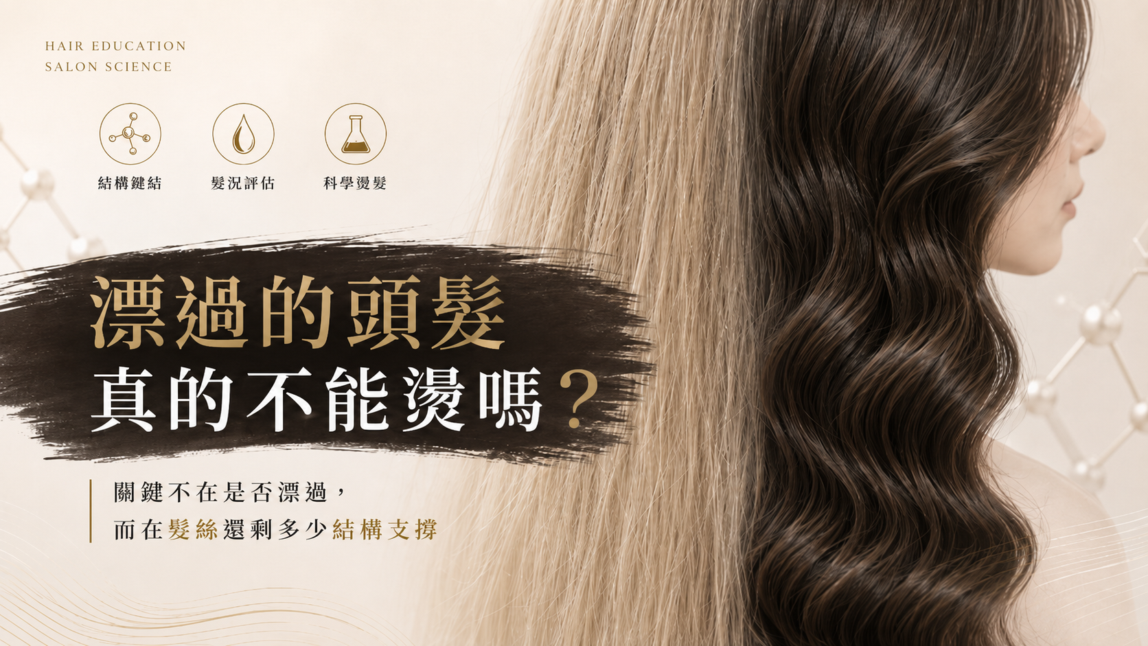 漂過的頭髮真的不能燙嗎？漂後髮況、彈性與結構評估示意圖