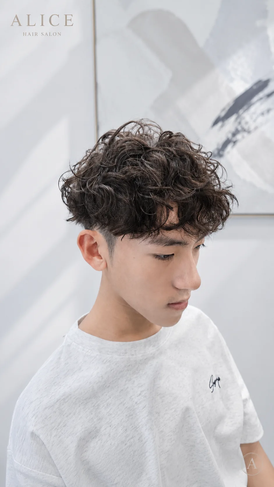 男士立體高紋理捲度燙正面完成效果