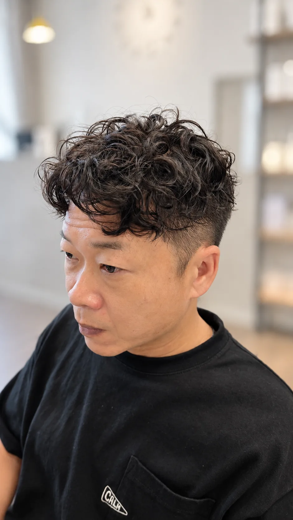 成熟男士立體紋理燙正面完成效果
