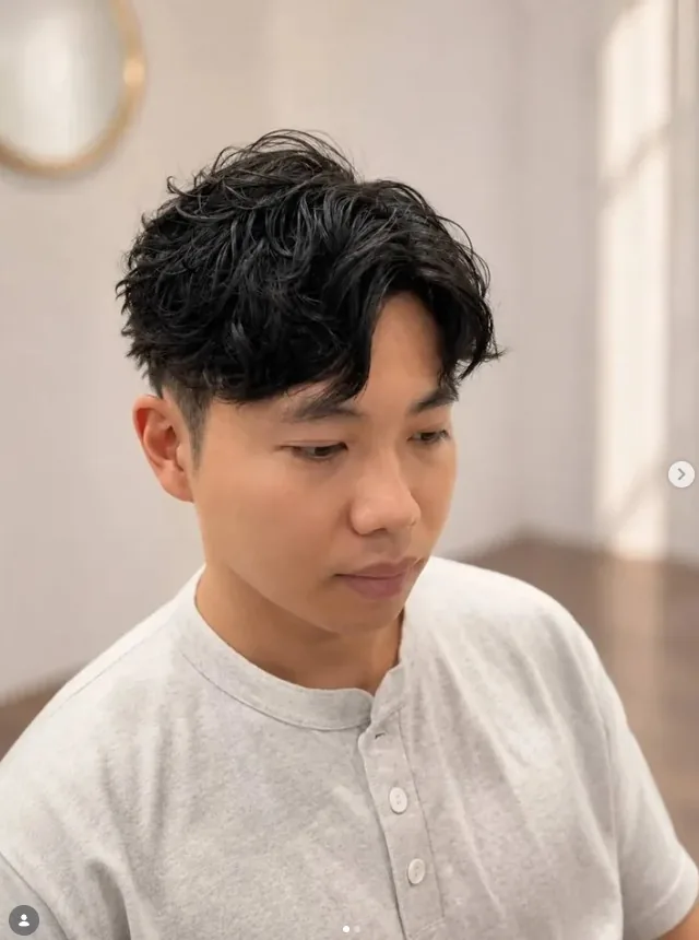 成熟男士自然蓬鬆燙完成效果